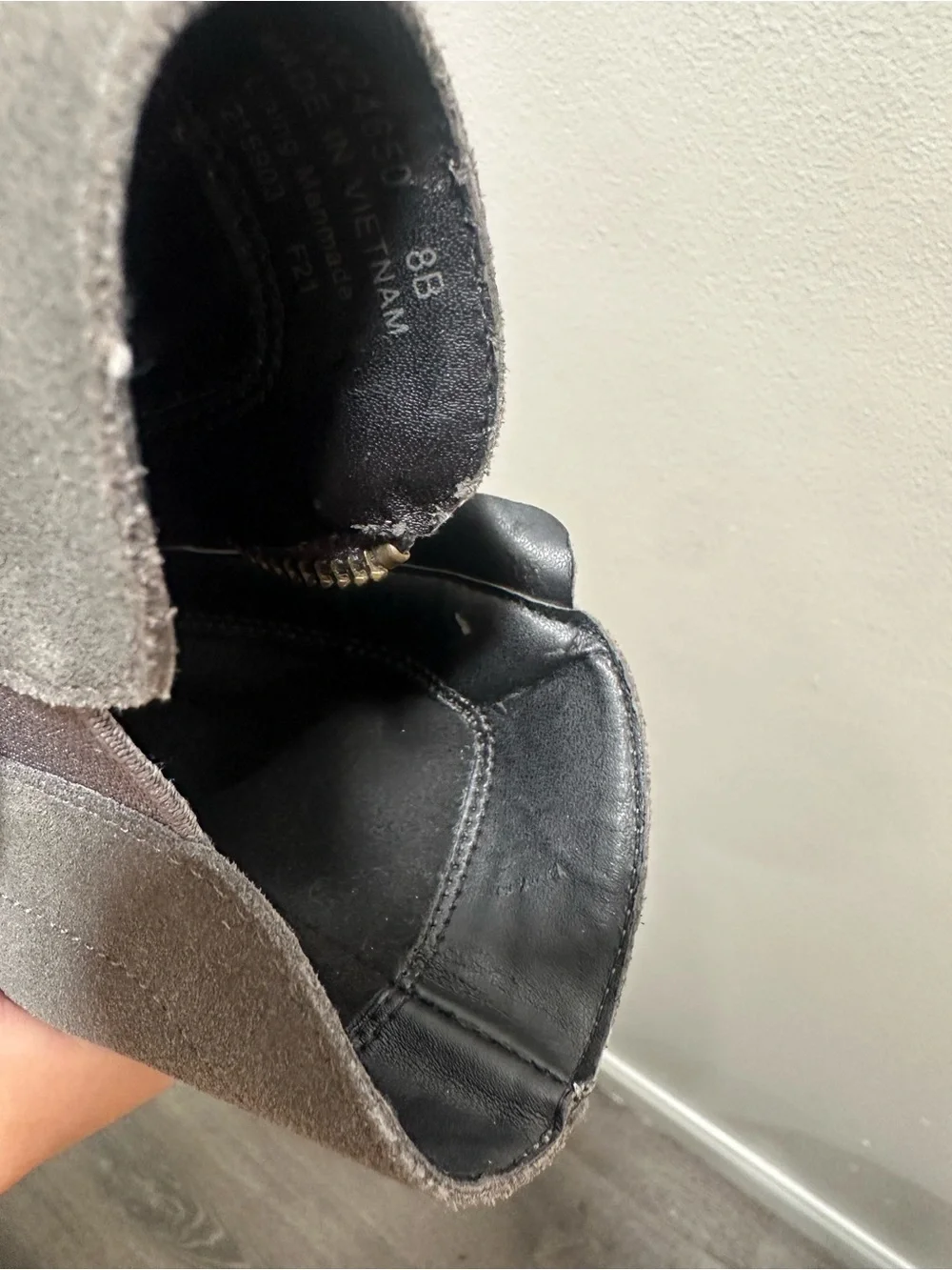 Cole Haan Grand 360 Gray Faux Suede Ankle Boots Size 8B Side Zip Booties